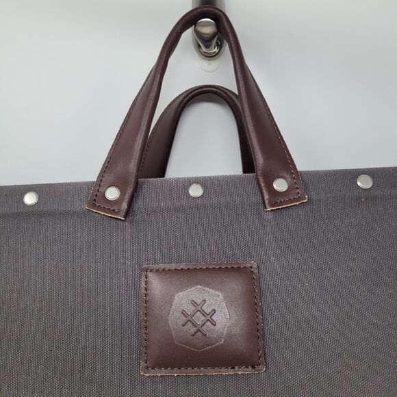 Line of Trade Men's Leather Canvas Weekender or Tool Bag Olive Green Brown LARGE - Picture 3 of 11